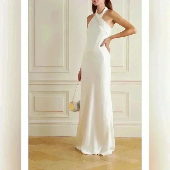 Dresses & Skirts - Galvan London White Size 34 Dress halter ankle length, good condition , satin